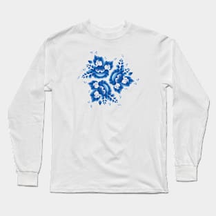 Romantic blue flowers and leaves (2) Long Sleeve T-Shirt